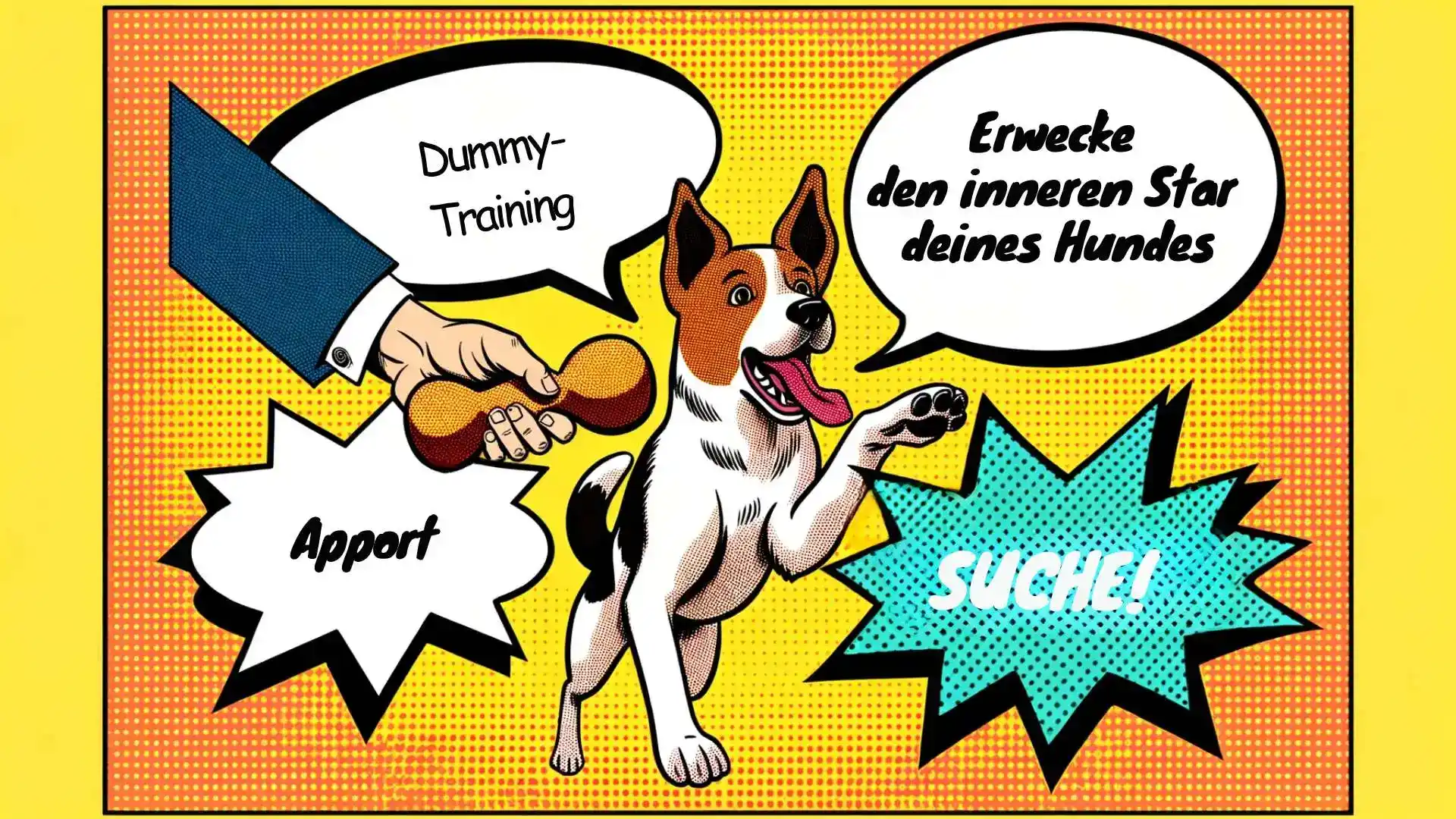Hund mit Dummy beim Training in der Hundeschule Willenskraft