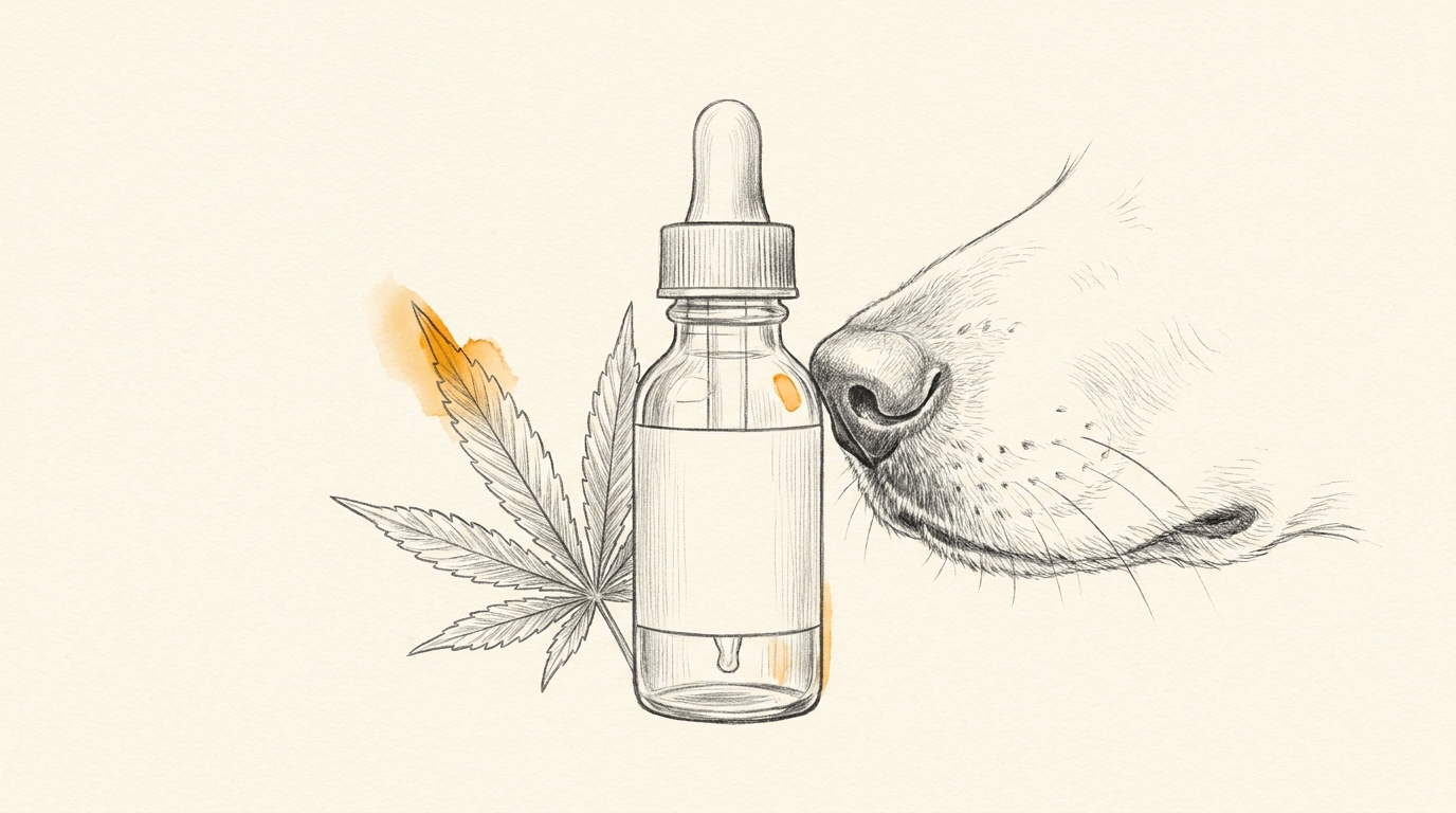 Bio-CBD-Öl für Hunde von der bellerei – Bleistift-Illustration