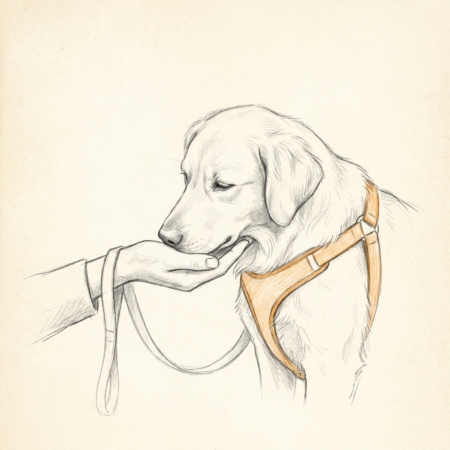Medical Training online: Hund legt Kinn in die Hand (Chin Rest) - Bleistift-Illustration